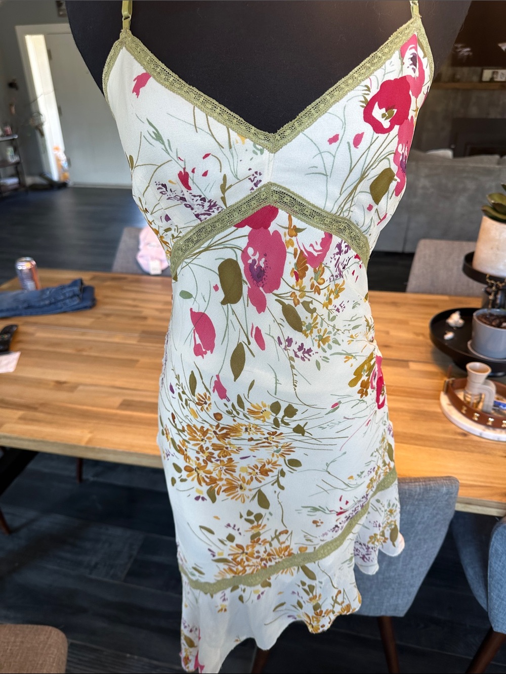 Nicole Miller Collection Floral Slip tunic with Pink & Olive Accents
